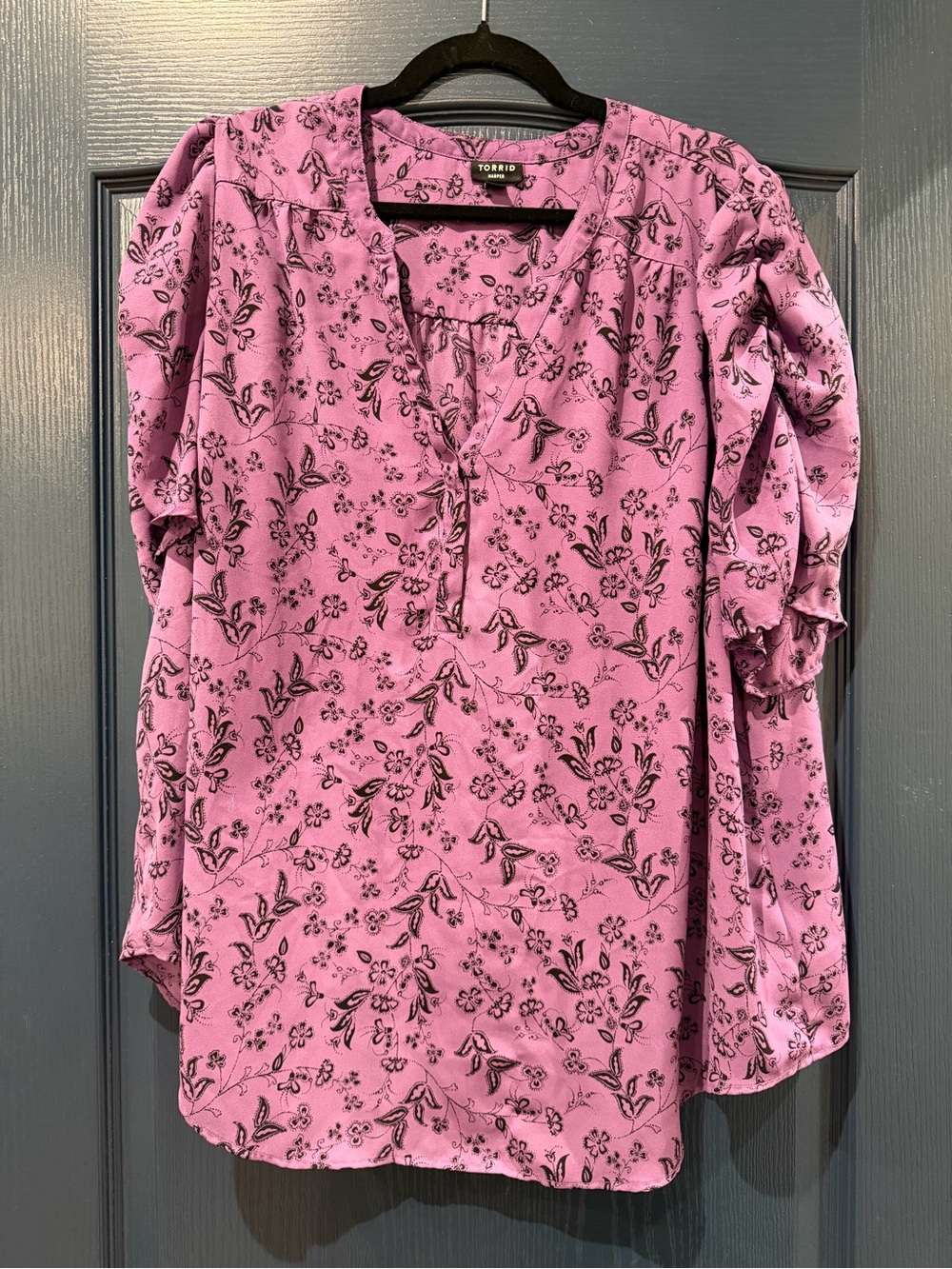 torrid Pink Floral V-Neck Peasant Tunic